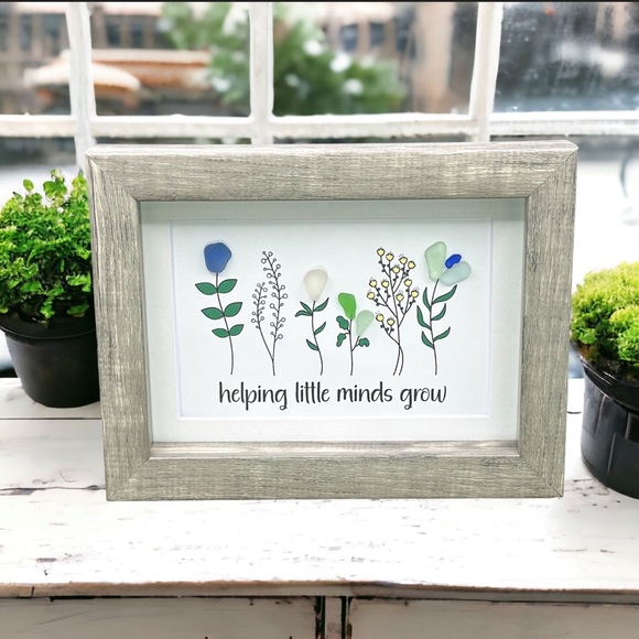 Artisan Other - Sea Glass Art Teacher Appreciation Gift| Seaglass Flower Gift For Teacher Aide